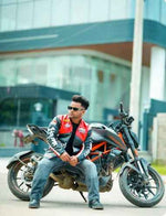 Black and red embroidered racing jacket by Xoratic