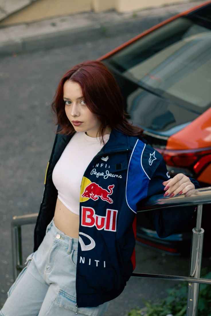 Navy blue embroidered racing jacket by Xoratic