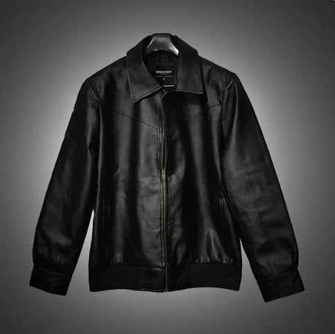 Classic black faux leather jacket by Xoratic