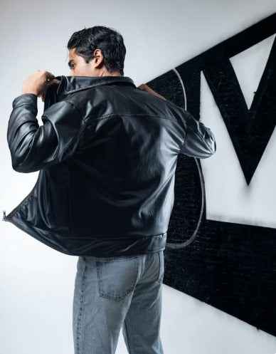 Classic Black Faux Leather Jacket – Timeless & Stylish.