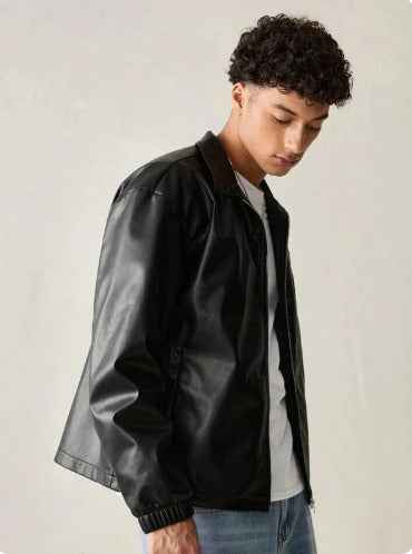 Everyday black faux leather jacket by Xoratic
