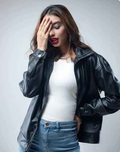 Women's Black Faux Leather Jacket – Chic & Versatile.