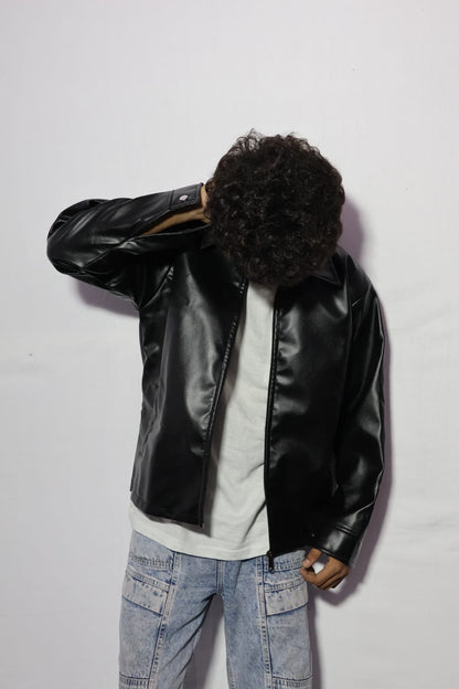 Classic Black Leather Jacket for Men – Sleek Design with Everyday Comfort [ Xoratic ]
