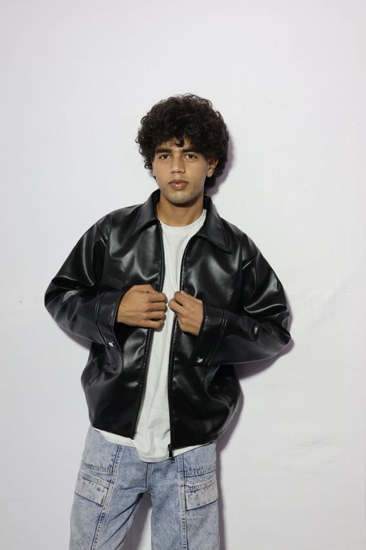 Classic Black Leather Jacket for Men – Sleek Design with Everyday Comfort [ Xoratic ]