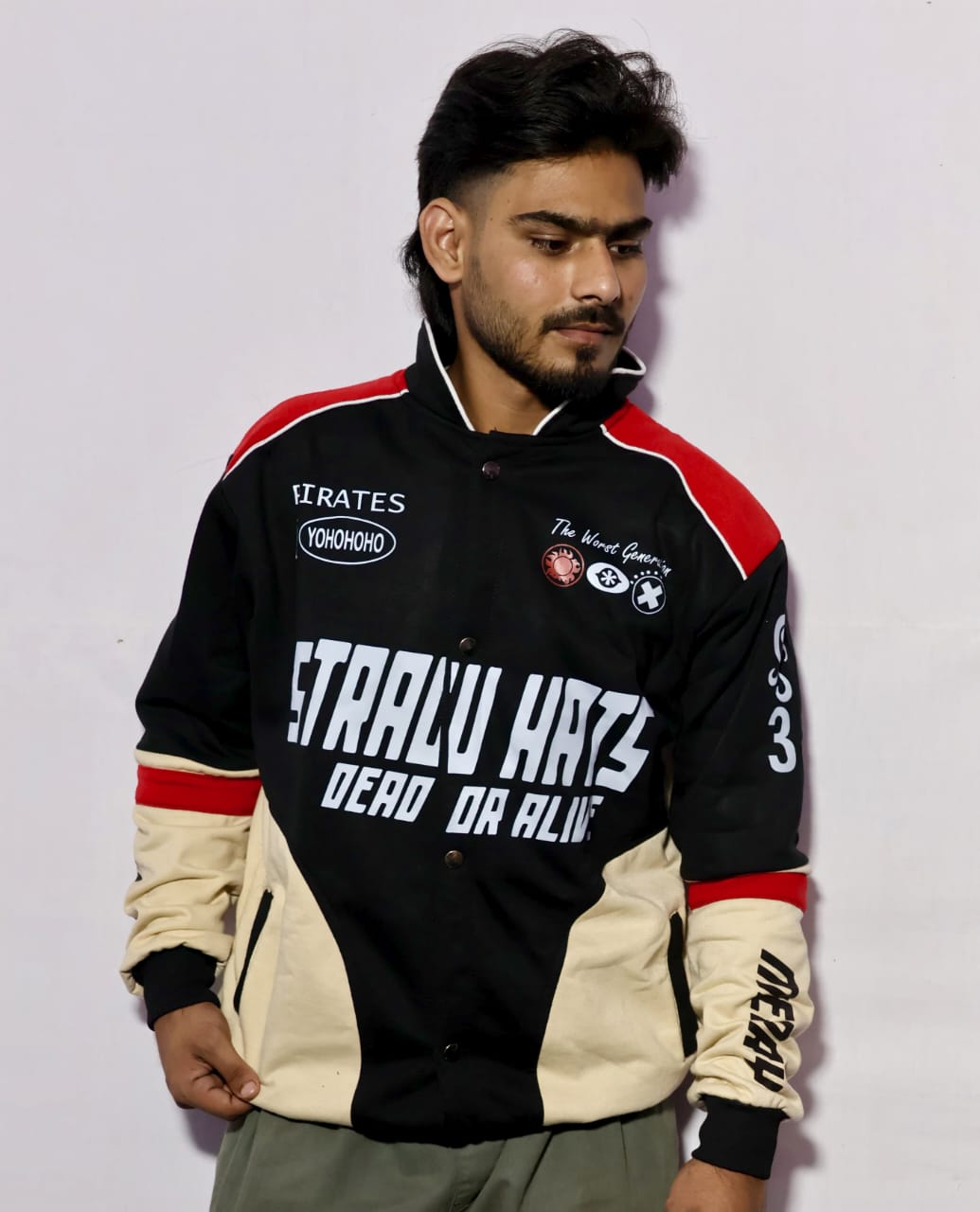 Straw hats jacket in cotton.