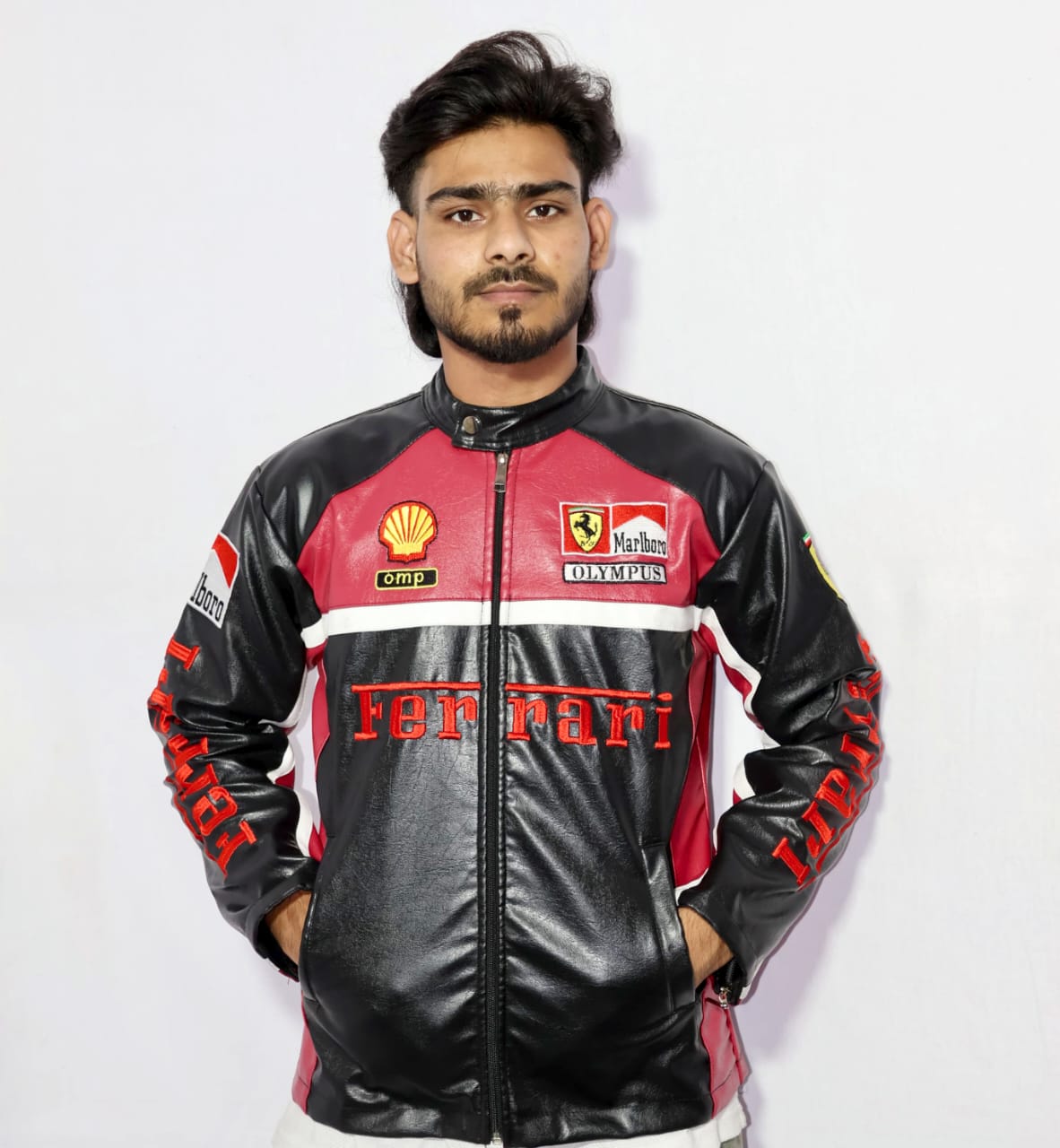 Olympus Ferrari racing jacket fully embroidered .