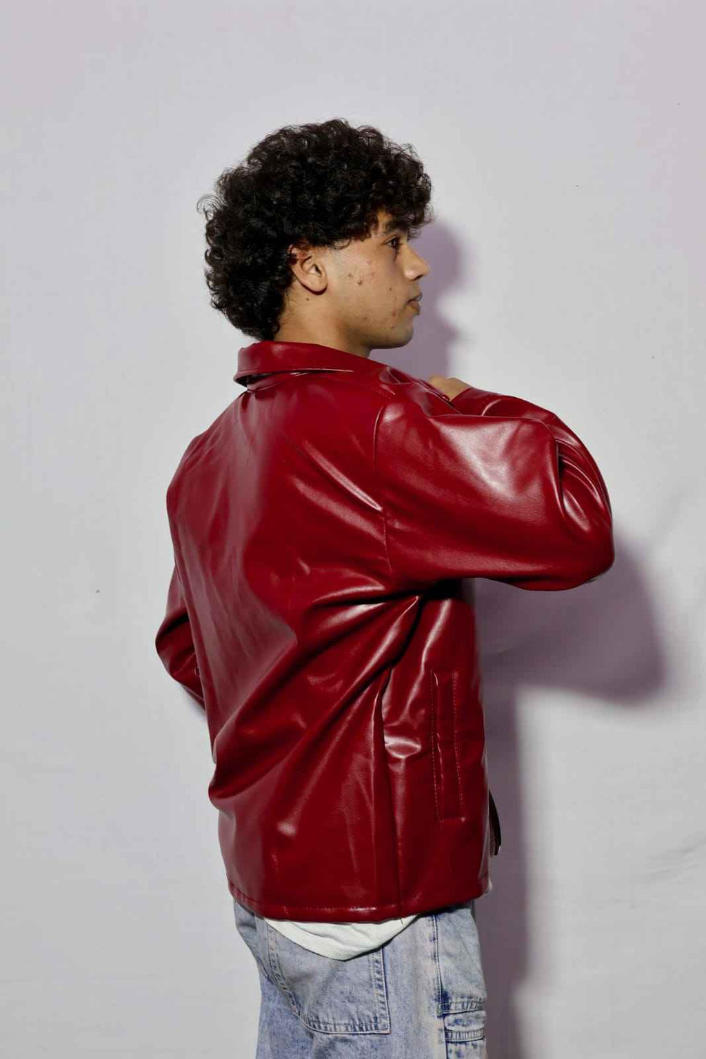 Men’s Premium Glossy Red Leather-Style Jacket
