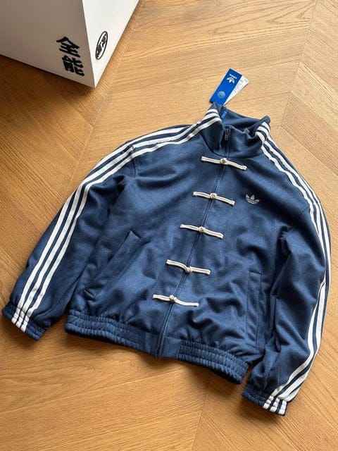 CNY-Inspired Premium Navy Blue Suede Streetwear Jacket.