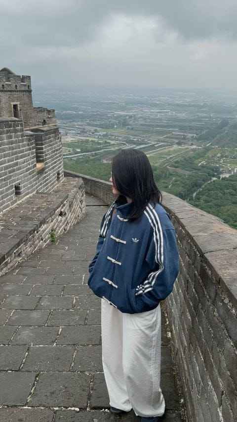 CNY-Inspired Premium Navy Blue Suede Streetwear Jacket.
