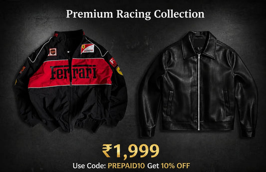 Premium racing collection  Ferrari raching jacket and black leather jacket in one parcel...