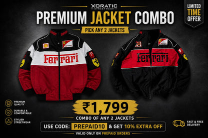 Ferrari Jacket Duo Pack – Premium Black & Tri-colour Combo | Xoratic