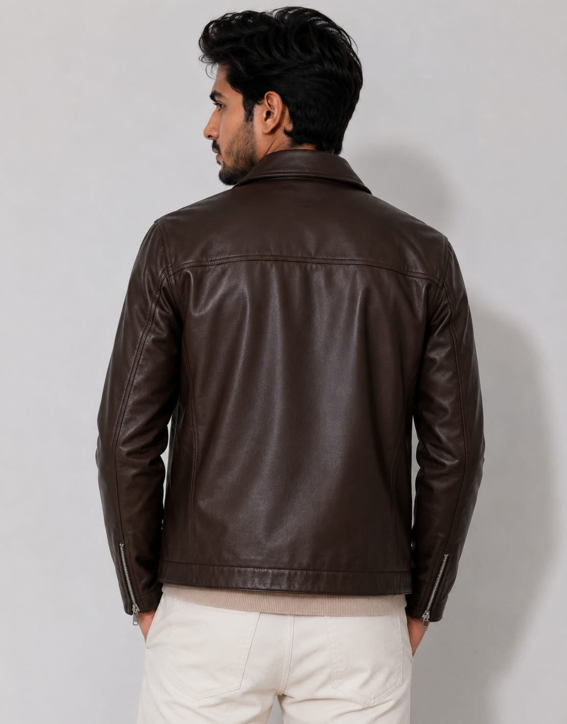 Men's Premium Burgundy Leather Jacket | Stylish Slim Fit Casual Jacket