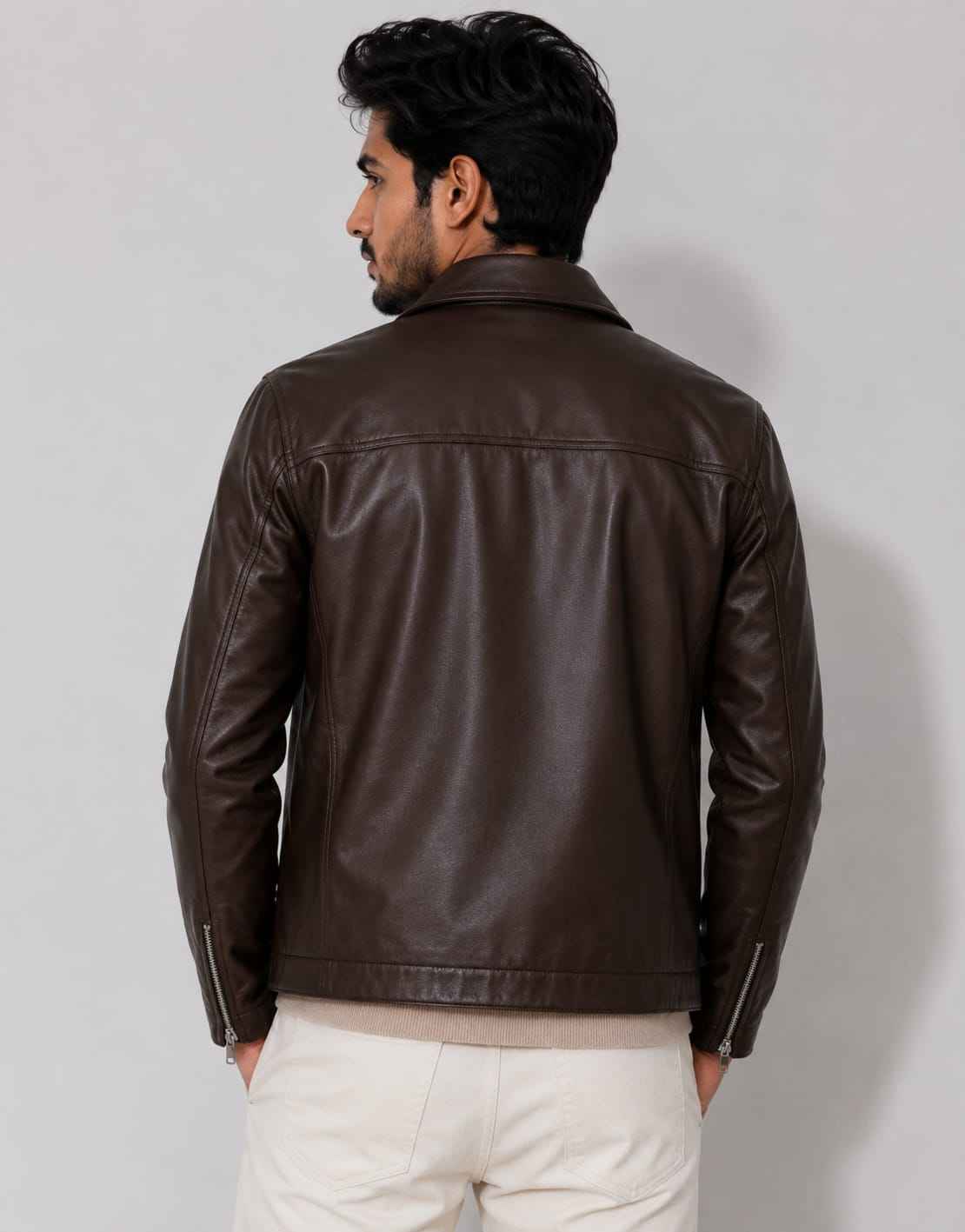 Men's Premium Burgundy Leather Jacket | Stylish Slim Fit Casual Jacket