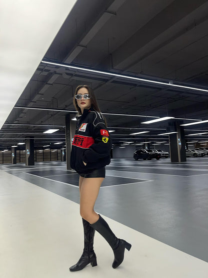 The ferrari  jacket in black for unisex dtf print