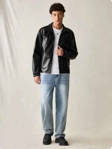 Everyday black faux leather jacket by Xoratic