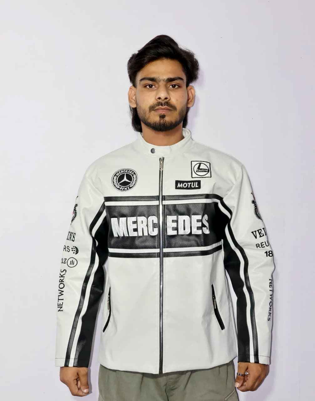 Mercedes racing jacket fully Embroidered and unique style.