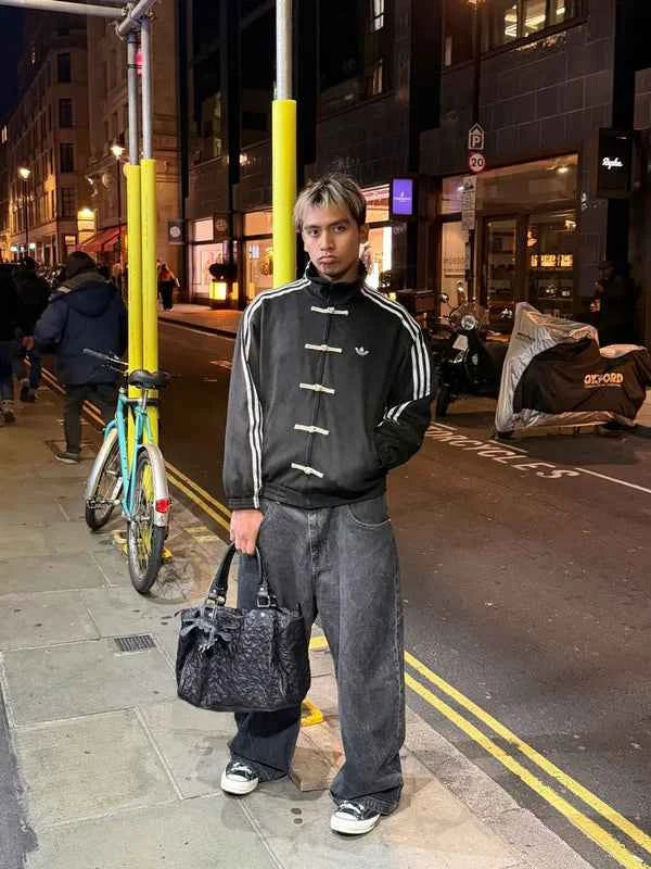 CNY-Inspired Premium Black Suede Streetwear Jacket