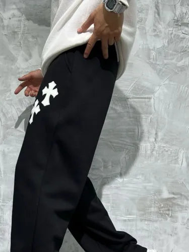 Gothic Street Cross Patch  Pants – Bold, Black and Unapologetic.