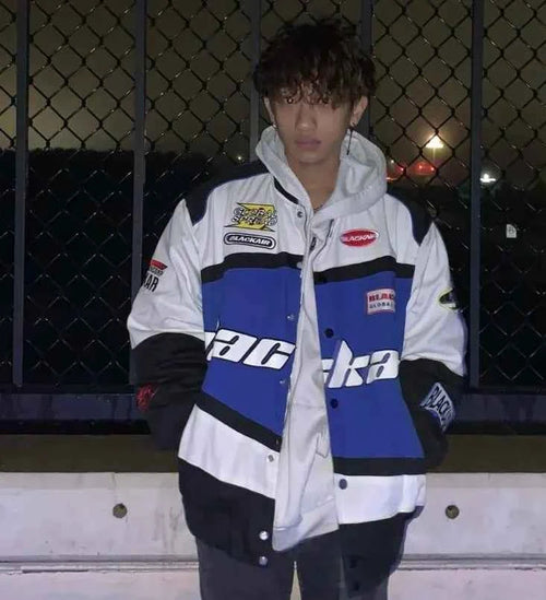 Blackair racing jacket in blue& white.