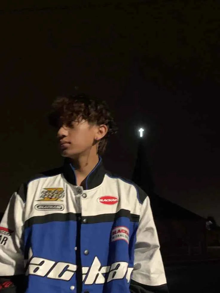Blackair racing jacket in blue& white.