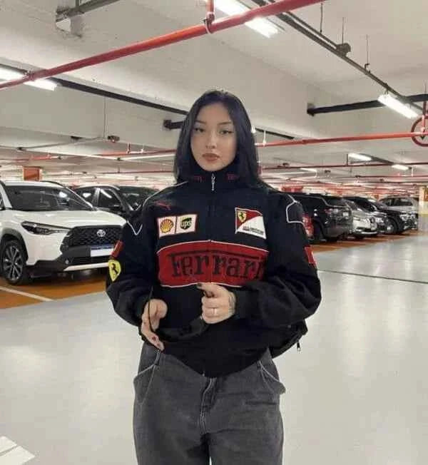 Black classic-fit racing jacket by Xoratic
