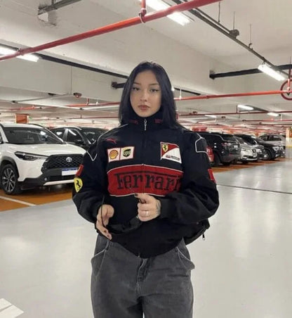 Black racing ferrari jacket in black.