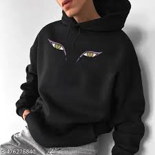 Midnight Gaze: Black Hoodie Featuring Striking Panther Eyes Design for a Bold and Mysterious Look