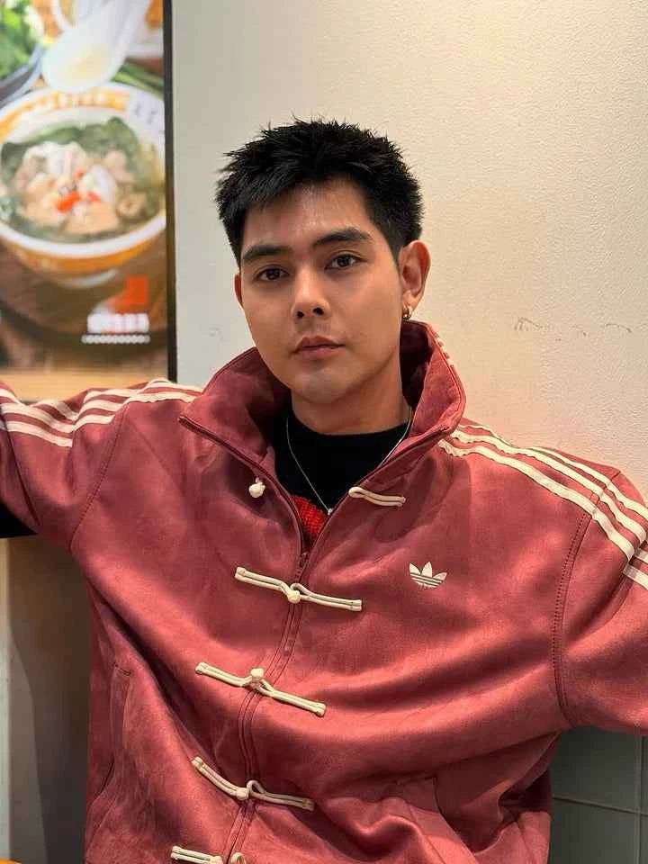 CNY-Inspired Streetwear Jacket – Maroon with Black Suede Finish