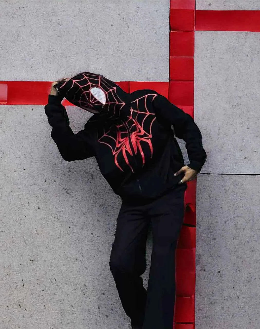 spider man hoodie in black .