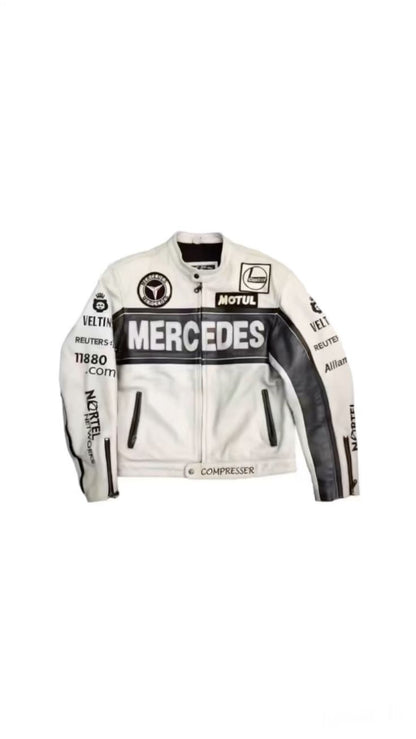 The unique  Mercedes jacket in white leather for unisex.