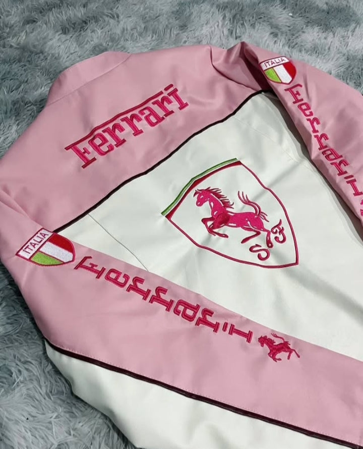 Exclusive Pink Ferrari Leather Jacket