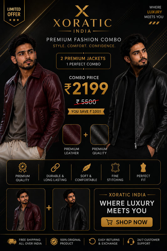 Leather Jacket Duo Pack – Premium Black & Maroon Combo | Xoratic