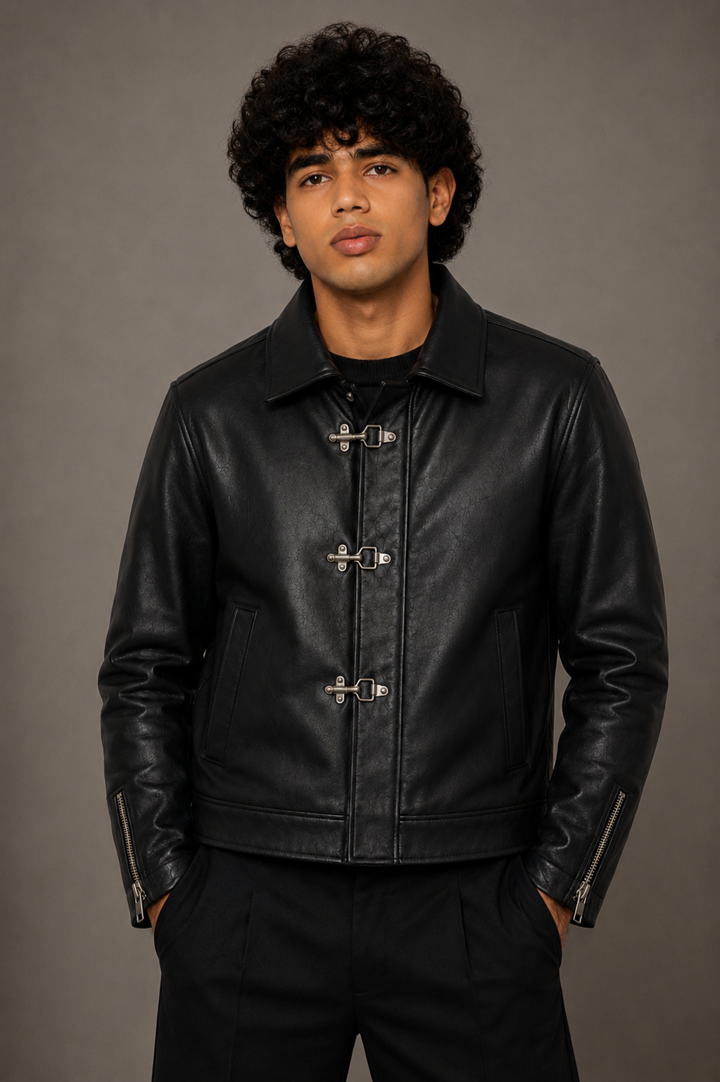 Fireman Clasp Jacket – Premium Faux Leather Boxy Fit for Men | Xoratic India - Xoratic