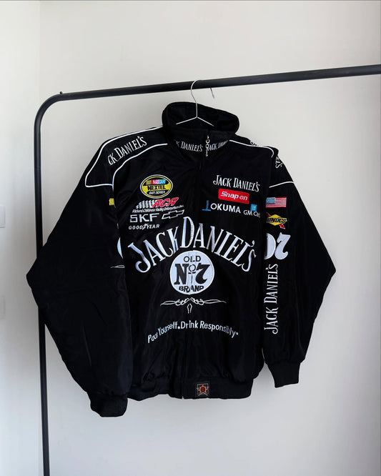 Black Jack Daniel's premium jacket in dtf print for unisex.