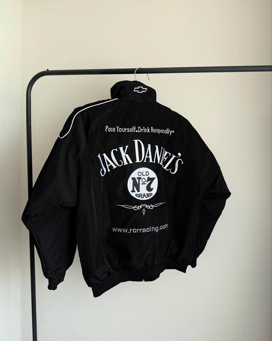 Black Jack Daniel's premium jacket in dtf print for unisex.